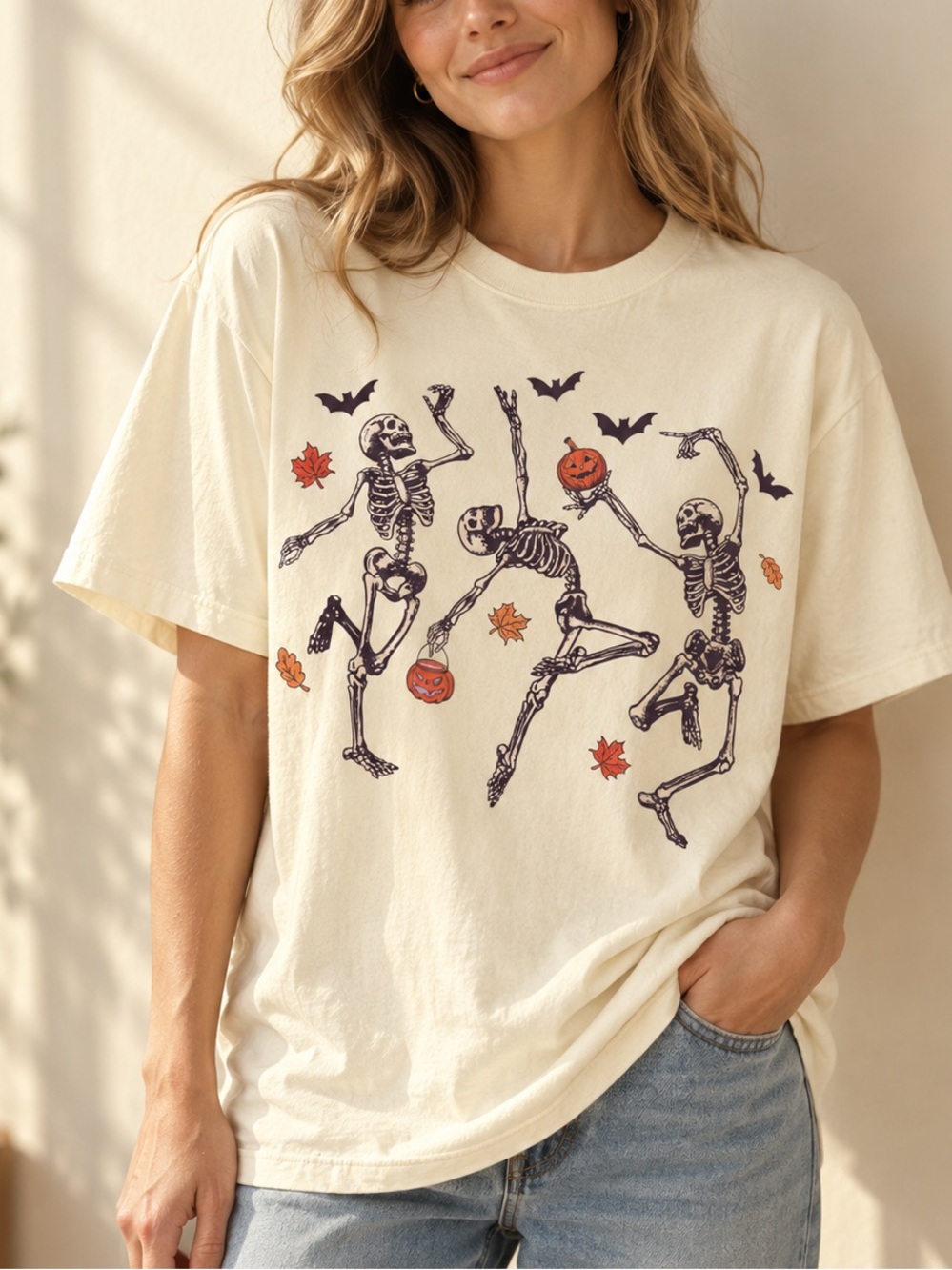 Halloween Shirt, Dancing Skeleton Shirt, Pumpkin Halloween Shirt